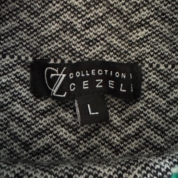 Cezele High Turtleneck Sweater Pullover Women’s Large Black White Chevron Stripe - Picture 6 of 11